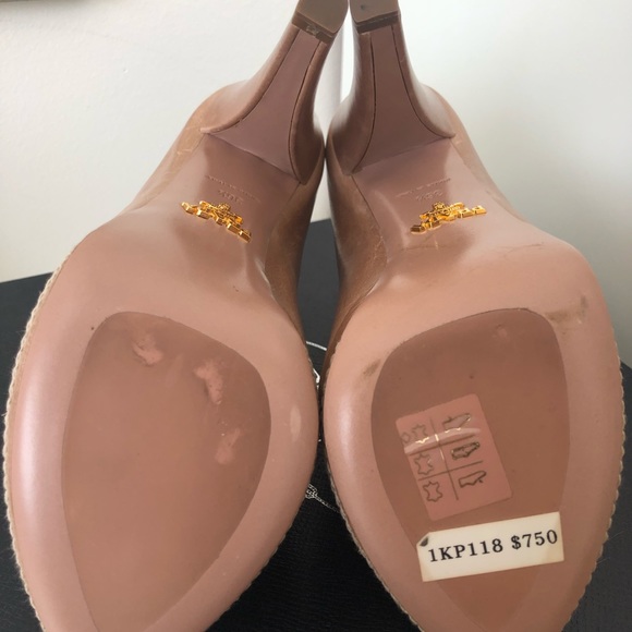 Prada Vitelli Visone Peep Toe Platform Size 36.5 - Picture 5 of 8